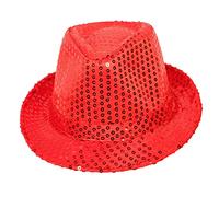 Sequin Hat Sparkly Cowboy Hat Fancy Dancing Hat Disco Party Hat Dress up Cosplay Hats Costume Magician Hat Shiny Bling Cap Glitter Jazz Hat for Performance Red