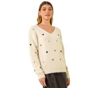 Sequin Heart Fluffy Knit Jumper Roman Ivory One Size