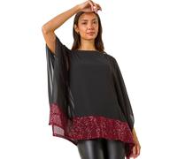 Sequin Hem Contrast Tunic Top Roman Red 14