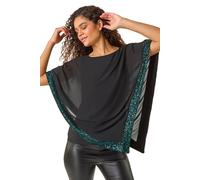 Sequin Hem Overlay Stretch Top Roman Emerald 10