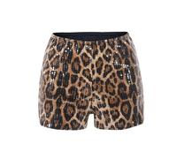 Sequin Hot Pants Sexy Straight Leg Mini Shorts Women's Sequin Short Glitter Hotpants Sparkly Booty Shorts Rave Party Pant Slim Fit Hot Pants Dance Costume Shiny Clubwear (Y1-Brown, S)