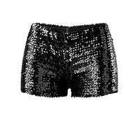 Sequin Hot Pants Straight Leg Mini Shorts Women's Sequin Short Glitter Hotpants Sparkly Booty Shorts Rave Party Pant Slim Fit Hot Pants Dance Costume Shiny Clubwear