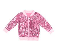 Sequin Jacket for Kids - Sparkly Girls Boys Bomber Jackets, Long Sleeve Zipper Flight Coats, Glitter Shiny Party Club Night Out, Sparkle Shimmer Baseball Tops, Hip Hop Disco Birthday Age 3-10 Years