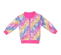 Sequin Jacket for Kids - Sparkly Girls Boys Bomber Jackets, Long Sleeve Zipper Flight Coats, Glitter Shiny Party Club Night Out, Sparkle Shimmer Baseball Tops, Hip Hop Disco Birthday Age 3-10 Years