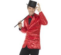 Sequin Jacket Mens Fancy Dress Jazz Celebrity Showtime Silver Adults Costume New