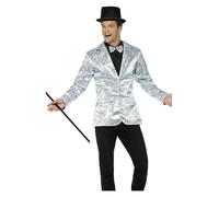 Smiffys 21139L Sequin Men's Jacket, Silver, L - Size 42inch-44inch