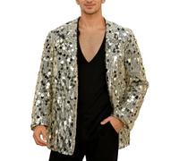 Sequin Jacket Men's Wedding Tuxedo Rhinestone Blazer Oversize Stage Jacket Party Concert Jacket Glitter Clubwear Radiant Suit Jacket Sporty Jackets One Button Carnival Fancy Dress Costumes
