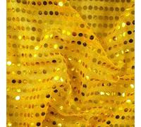Sequin Jersey Shiny Sparkly Material Fabric Dress Metallic 1 Metre (Yellow)