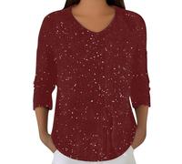 Sequin Jumper for Women UK Ladies Sparkly Glitter Sweater Shiny Sequin Tunic Top Embellished Smart Casual Autumn Winter Long Sleeve Round Neck Knitted Pullover (Brick Red, M)