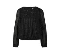 Sequin Long Sleeve Top with Split Neck Women's COMMA Noir 34