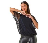 Sequin Mesh Overlay Bubble Hem Top Roman Royal 10