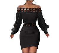 Sequin Mini Dress for Women - UK Cold Shoulder Bodycon Mesh Long Sleeve Turtleneck Neck Sexy Evening Wedding Guest Dinner Dance Party Dress Elegant Ladies Sparkly Glitter Clubwear