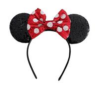 Sequin Minnie Mouse Inspired Alice Headband With Big Red 5" Sequin Top Bow Handmade