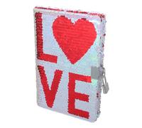 Sequin Notebook Sparkling Love A5 Glitter Cover with Lock Reversible | Spiral Binding with Secure Closure, Portable for Travel and Sketching, Stylish Glitter Design for Privacy-Conscious Users