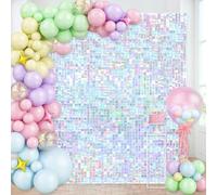 Sequin Panels Shimmer Wall Backdrop Iridescent Silver Sequin Wall Panels Pack of 24 Glitter Backdrops Panels for Birthday Home Anniversary Engagement Bachelorette Mermaid Party Decorations