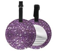 Sequin Pattern Print 1/2pcs Luggage Tags,Round Leather Travel Suitcase Labels with Privacy Name Address Card