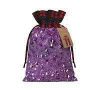 Sequin Pattern Print Christmas Drawstring Linen Gift Bags Reusable Fabric Bags With Tags For Christmas Gifts