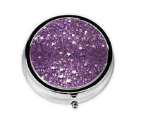 Sequin Pattern Print Mini Metal Pill Box 2.0x2.0x0.7 in Round Travel Medicine Pill Organizer Box for Purse Pocket