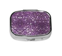 Sequin Pattern Print Pill Box 2 Compartment Medicine Pill Case,Portable for Pocket Or Purse Pill Box Decorative Metal Medicine Organizer
