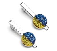 Sequin Pattern Ukraine Flag 1 Pair Men's Tie Clips Lightweight Necktie Tie Bars for Business Wedding Suit