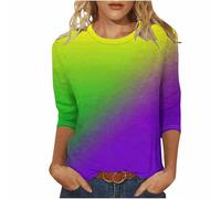 Sequin Printed Tops Mardi Gras Novlty Sweatshirts 3/4 Sleeve Round Neck Raglan Costume Carnival Party Shirts Top Plus Size Party Night Elegant Holiday Dressy Blouses Cocktail Club Outdoor