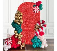 Sequin Red Arch Cover 7.2Ft Arch Background Cover Party Christmas Arch Backdrop Cover Independence Day for Wedding Bridal Shower Birthday Banquet Decor