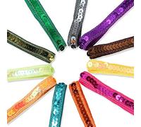 Sequin Ribbon Trim,Decorative Embellished Ruban Trimming,Tape Dress Border Edging Glitzy Decoration,10mm Wide Single Line,Neotrims,21 Colors. Emerald Green, 1 Metre