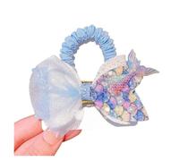Sequin Scrunchies Sequin Mermaid Tail Princess Hair Ropes | Sweet Elastic Rubber Bands Fairy Headdress(Blue)