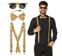 SEQUIN SET GOLD GLASSES BOW TIE BRACES