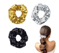 Sequin Shiny Hair Scrunchies for Women Girls Sparkly Glitter Hair Accessories for Thick Fine Hair 80s 90s Sequin Hairband for Party Prom Glitter Elastic Ponytail Holder Sequin Hairbands 3pcs