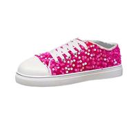 Sequin Shoes Women's Glitter Trainers Carnival Christmas Dance Party Dance Shoes 80s Colourful Trainers Comfortable Neon Hippie Theme Party Lace Up Shoes Rockabilly Disco Outfit, Hot pink, 4 UK