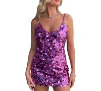 Sequin Short Homecoming Dresses for Teens 2025 Sparkly V Neck Prom Dress for Women Tight Cocktail Party Mini Gown Purple-A XL