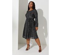 Sequin Skater Dress Yours Black 20