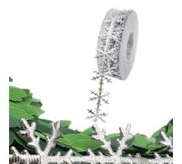 Sequin Snow Ribbon - Glitter Silver Gold Embossed Trim, Felt Snowflake Applique Decorative Roll, Ten Meters Length Ribbons | Bright with Festive Decoration Ideas for Party Christmas Tree Gift Wrapping