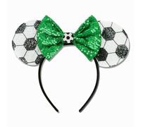 Sequin Soccer Headband for Women, Glitter Bow Ears Soccer Hair Accessories for Fan Game Day, Stadium Events, International Game Tournaments