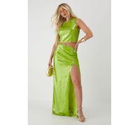 Sequin Split Leg Maxi Skirt MissPap Green 12