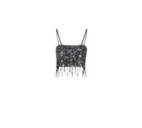 Sequin Strapless Top in Black and Blue, female, PINKO, Sleeveless Tops, Black, L, Tops L