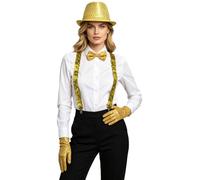 Sequin Suspender Set Celebration for Parade Proceeding Yellow One Size