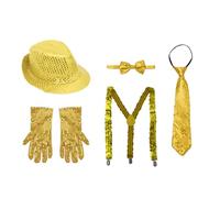 Sequin Suspender Set for Parade Proceeding Celebration Yellow One Size