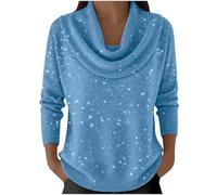 Sequin Sweaters for Women Women's Cowl Neck Sweater Knit Winter Clothes Cozy Sweaters for Women Knitted Casual Loose Pullover Fashion Cowl Neck Long Sleeve Fall Winter Clothes Trendy Tops