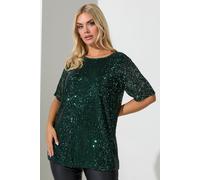 Yours London Curve Emerald Sequin Swing Top - Women's - Plus Size Curve