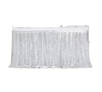 Sequin Table Skirt Tables Flash Cloth Birthday Party Decor Wedding Accessories Festival Event Rectangle Table Skirts Decoration(Silver,70x122CM)