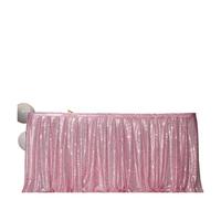 Sequin Table Skirt Tables Flash Cloth Birthday Party Decor Wedding Festival Event Rectangle Glitter Skirts Decoration for Banquet Wedding Birthday Party(LIGHT BLUE,14FT 70x426cm)