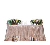 Sequin Table Skirt Tables Flash Cloth Birthday Party Decor Wedding Festival Event Rectangle Glitter Skirts Decoration for Banquet Wedding Birthday Party(Yellow,14FT 70x426cm)