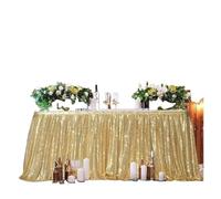 Sequin Table Skirt Tables Flash Cloth Birthday Party Decor Wedding Festival Event Rectangle Glitter Skirts Decoration for Banquet Wedding Birthday Party(GREEN,14FT 70x426cm)