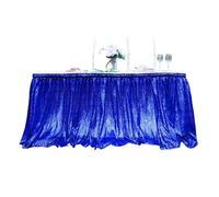Sequin Table Skirt Tables Flash Cloth Birthday Party Decor Wedding Festival Event Rectangle Glitter Skirts Decoration for Banquet Wedding Birthday Party(WHITE,14FT 70x426cm)