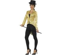 Smiffys 21229S Sequin Tailcoat Ladies Jacket, Gold, S - UK Size 08-10