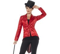 Sequin Tailcoat Jacket, Ladies, Red