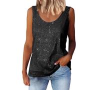 Sequin Tank Top, Sparkly Tops Glittery, Comfortable Breathable Tunic Tops, Solid Color Cami Vests Lightweight Shiny Tank Shirt Classic Breathable Camisole Relaxed Fit Cami Vests
