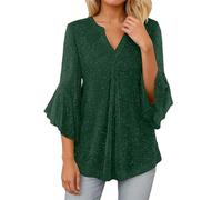 Sequin Top for Women UK V Neck Tie Front Short Flared Sleeve T-Shirts Sparkly Glitter Top Casual T Shirt Blouse for Daily Wear Festival Sparkling Tops Pullover for Club Cocktail,Rave Party
